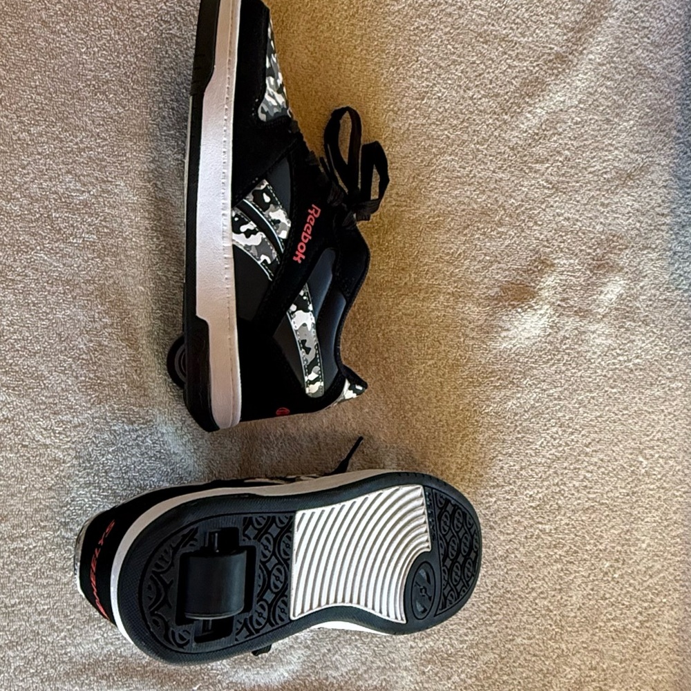 Reebok Kids Black and White Sneakers with Red Details
